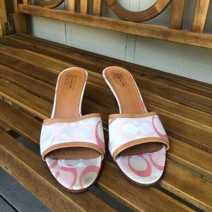 VINTAGE Pink/Off-White “C” Coach Heels Size 9